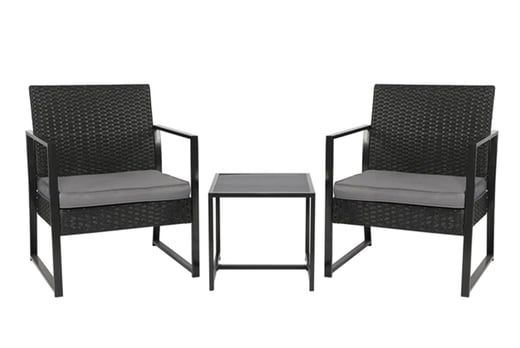 3-Piece Black Rattan Garden Furniture Set Offer - LivingSocial