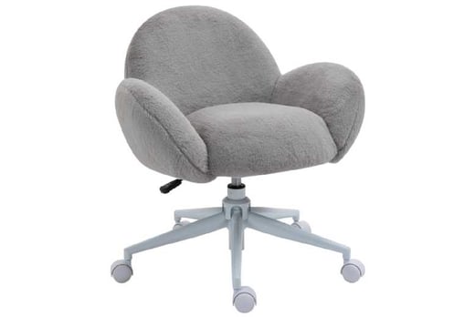 HOMCOM Fluffy Leisure Office Chair for Home Bedroom Grey - Wowcher