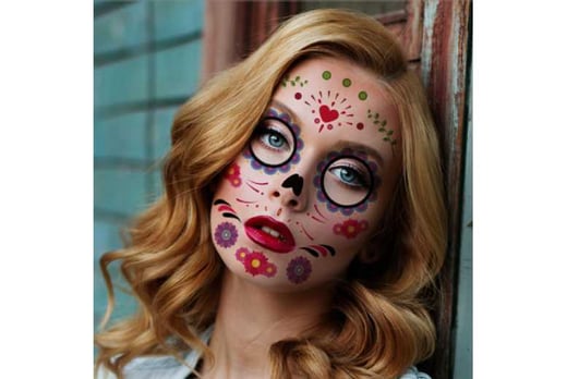 Day of the Dead Face Tattoos Halloween Temporary Tattoos Halloween Spider  Web Face Tattoo Black Face Fake Tattoo Stickers for Women Men Adults Kids  Halloween Makeup Party Favor Supplies 6Sheets price in