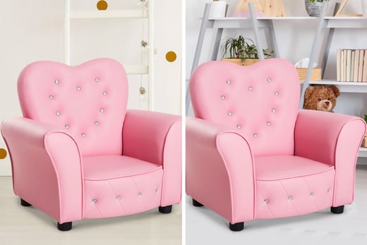 HOMCOM Children Kids Sofa Set Armchair Chair Seat with Free Footstool PU Leather Pink 