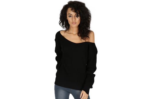 Off the Shoulder Chunky Knit Jumper Deal Wowcher