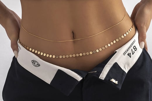 Body Chain Bikini Harness Body Jewelry Chain Waist Chain for Women and  Girls (Gold) 