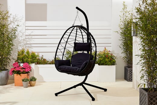 Foldable Hanging Egg Chair With Cushions Deal LivingSocial   1112629 