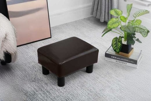 HOMCOM Modern Small Faux Leather Ottoman / Footrest Stool - White