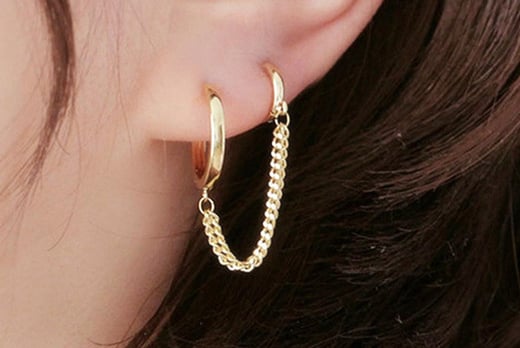 Second Piercing Drop Single Handcuff Double Hoop Chain Dangle Earring –  Doviana