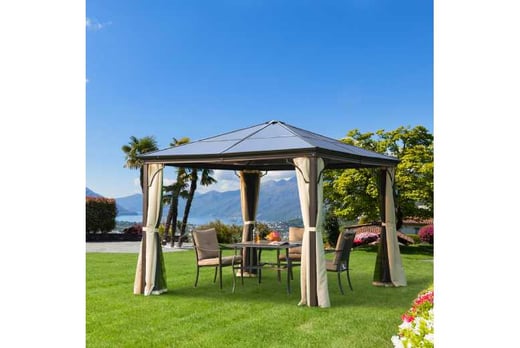 Outsunny 3 x 3m Hardtop Gazebo Canopy w/ Polycarbonate Roof - Wowcher