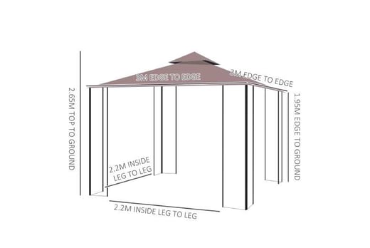 Outsunny 3 x 3m Patio Gazebo Canopy Garden Pavilion Tent Shelter - Wowcher