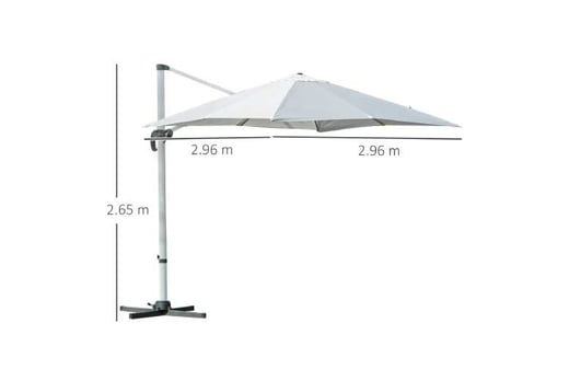 Outsunny 3m Roma Parasol Aluminium Frame Hanging Parasol - Wowcher