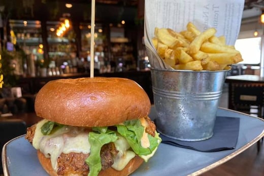 The Green Room Bar Burger, Side and Drink Each for Two
