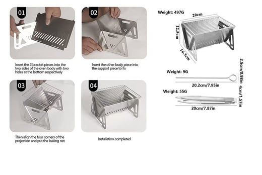 Foldable-Grill-Outdoor-Mini-Campfire-Stainless-Steel-BBQ-Grill-4