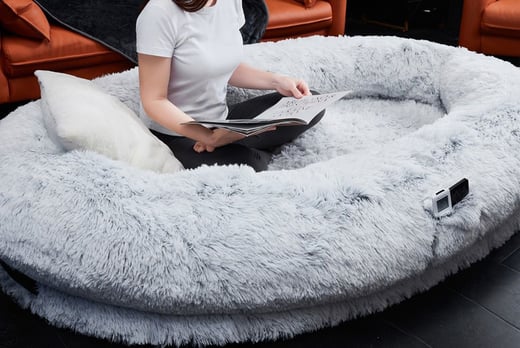 Hypoallergenic Human Pet Bed with Faux Fur & Side Pocket Deal - Adults ...