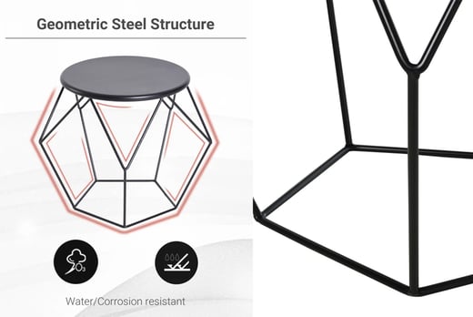 Steel Minimalist Pentagon Shaped Round Coffee Table-7