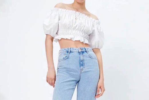 18+ White Puff Sleeve Crop Top