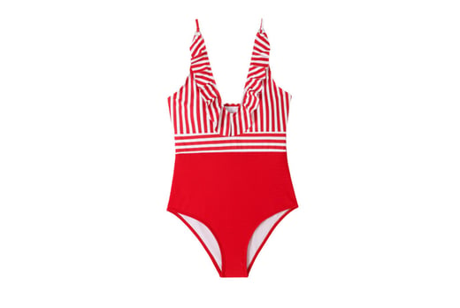 Striped-ruffled-color-matching-one-piece-swimsuit-2