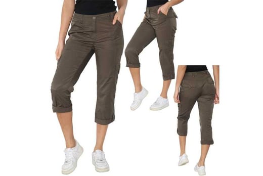Womens Straight Leg High Waisted Cargo Trousers With Pockets Grey   Styledupcouk