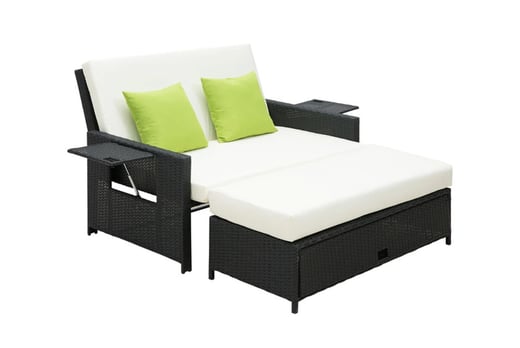 2-Seater-Sofa-Sun-Lounger-Bed-Black-2