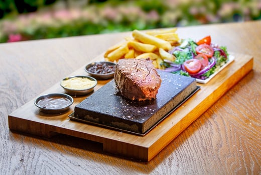 Fillet Steak Served on a Stone, w/ Prosecco for 2 – Trinity Bar & Venue