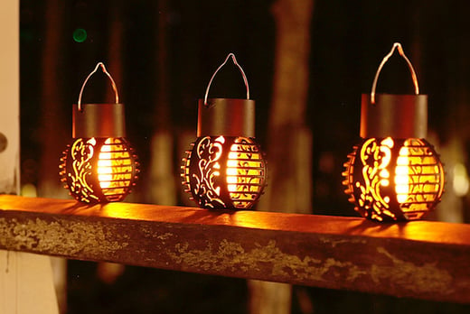 Outdoor Solar Powered Hanging Lantern Lamps Offer LivingSocial