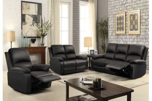 Faux Leather Recliner Sofa Set - Wowcher