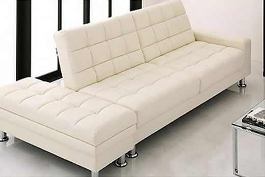 leather sofa bed with ottoman
