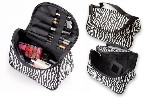 makeup bag with brush holder