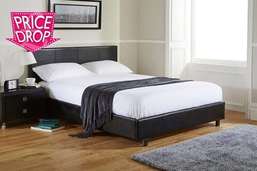 faux leather bed with memory foam mattress