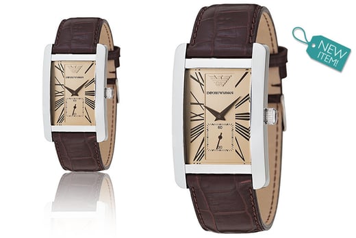 armani brown leather watch