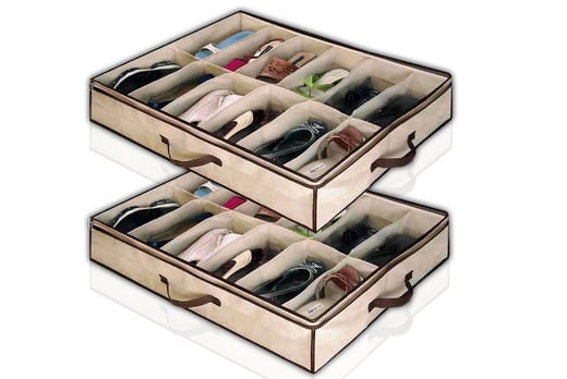 2 Under Bed Shoe Storage Boxes 