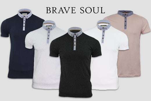 Mens Brave Soul 'Chimera' Collared Polo Shirt Short Sleeve Cotton S-XL