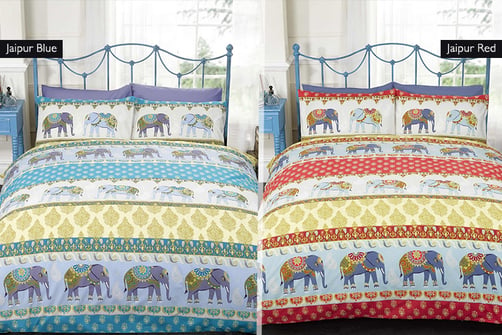 Moroccan Or Indian Elephant Print Duvet Cover Set 2 Colours