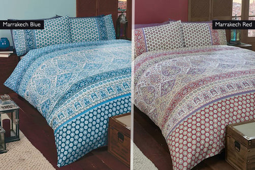 Moroccan Or Indian Elephant Print Duvet Cover Set 2 Colours
