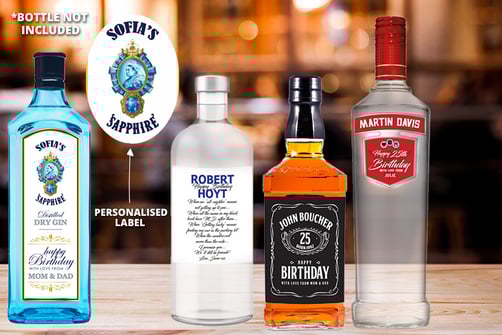 4 personalised alcohol bottle