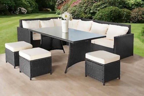 Rattan Corner Sofa Dining Set Wowcher 9 Seater Rattan Corner Sofa Stool Dining Set In Black
