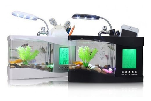 3 In 1 Fish Tank Alarm Clock And Desk Organiser Bath