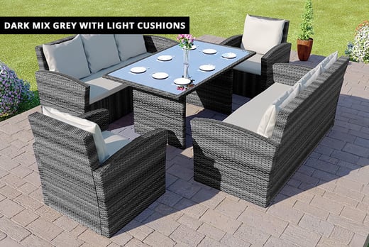 Miami 8 Seater Highback Rattan Furniture Set 3 Colours Garden 8 Seater Highback Rattan Outdoor Furniture Set Dark Mix Grey