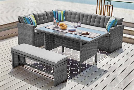 Grey 10 Seater Rattan Outdoor Furniture Set Rain Cover Option Garden Deals In Limerick