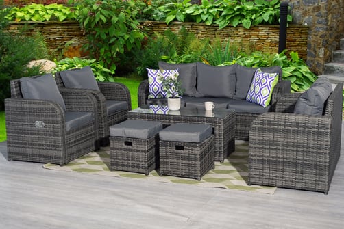 Garden Furniture Ping Deals Wowcher Large Rattan Furniture Set With Nine Seats And A Glass Topped Table Up On