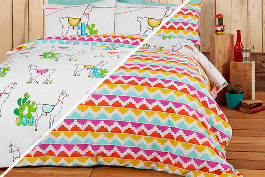 Reversible Happy Llamas Duvet Set 3 Sizes Bedding Deals In