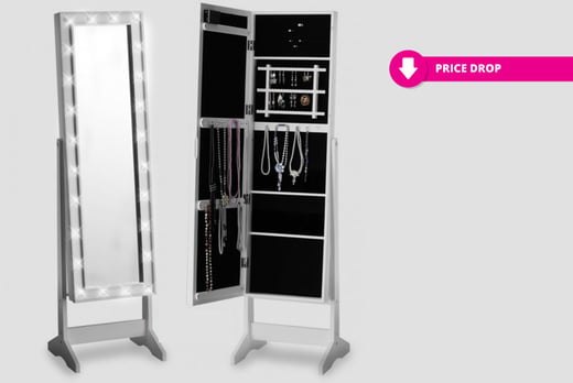 2-in-1 led mirror & jewellery cabinet - 2 sizes! | shop | wowcher