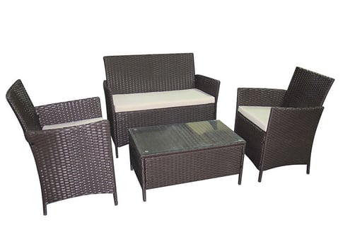 4pc Outdoor Rattan Furniture Set Wowcher Outdoor Furniture Set With Two Chairs A Bench And Table V3 Black Rattan