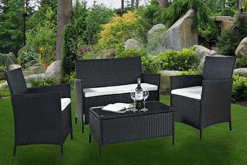 4pc Outdoor Rattan Furniture Set Wowcher Outdoor Furniture Set With Two Chairs A Bench And Table V4 4