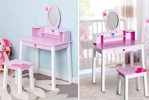 Kids Pink Dressing Table Bedroom Furniture Deals In Wowcher Mhstar Kids Pink Dresser Table With Stool